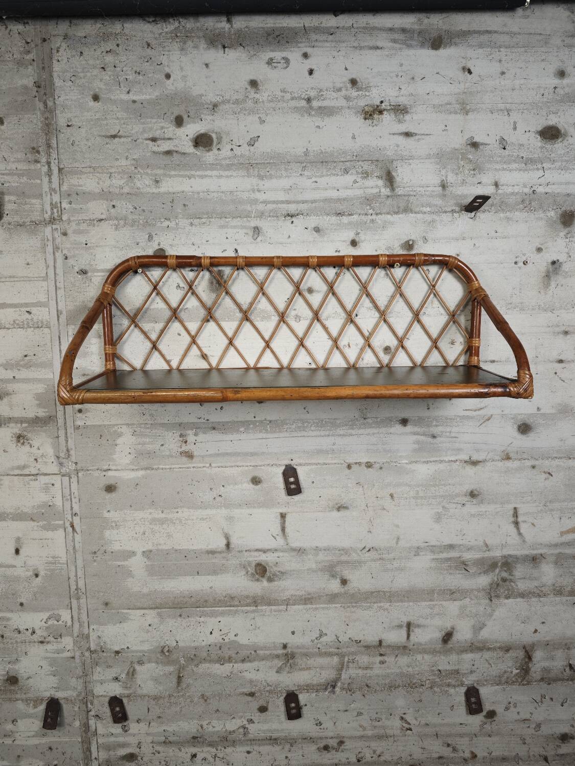 Vintage rattan wall shelf