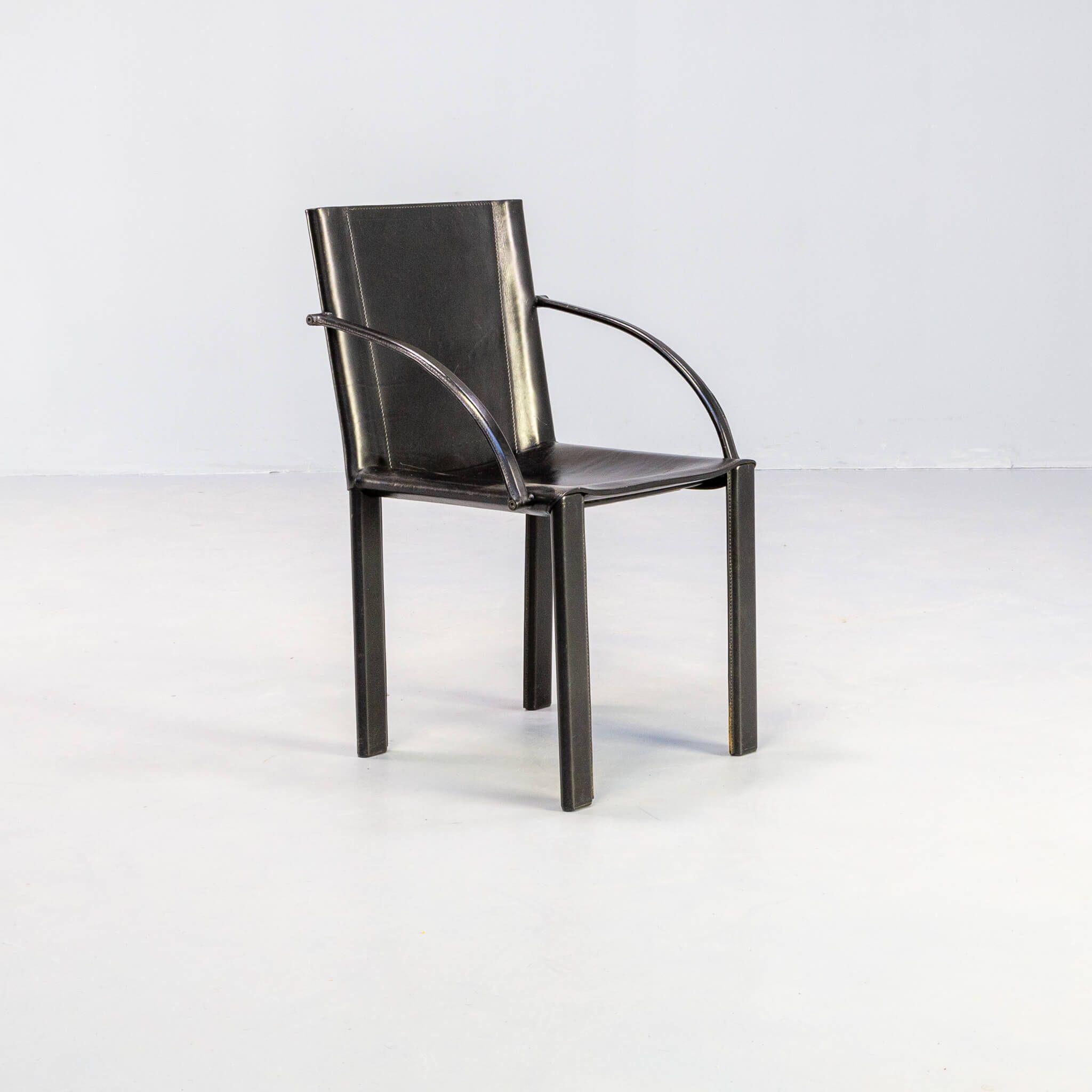 Carlo Bartoli black leather dining chair for Matteo Grassi set/4