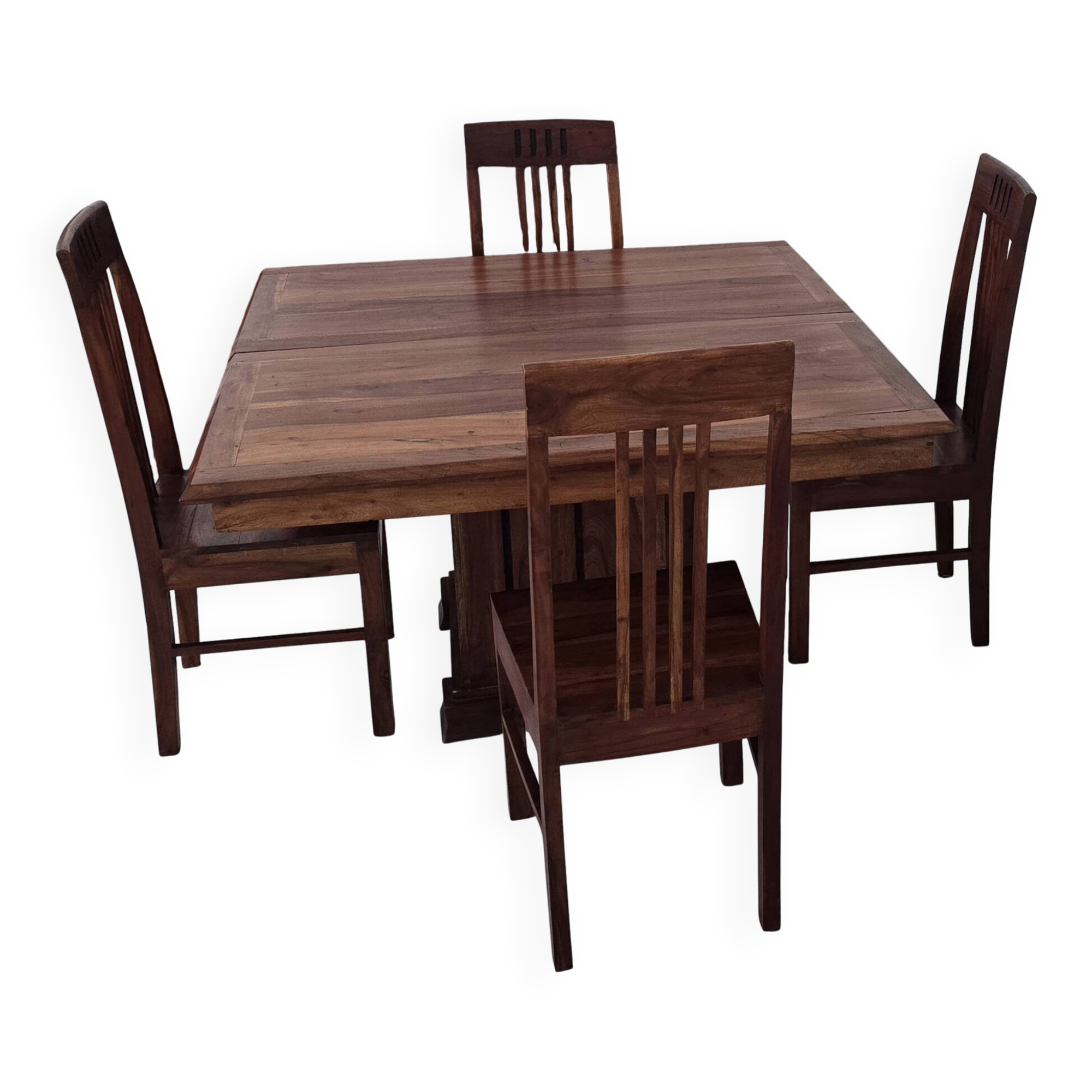 Solid Teak Dining Table + 4 Chairs – Colonia Style