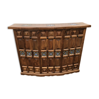 Vintage wood and ceramic bar counter