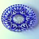 Bohemian crystal glass bowl - cobalt blue  hand cut to clear engraved glass