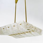 J.T. Kalmar enormous brass and textured glass chandelier, Austria, 1950s