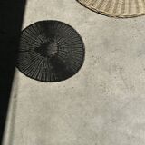 Small suspension, rattan luminaire in hat shape D:60cm
