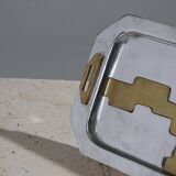 Plateau brutaliste en métal et laiton, David Marshall, 1970