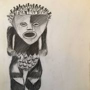 Drawing African Sculpture Manbila Cameroon
