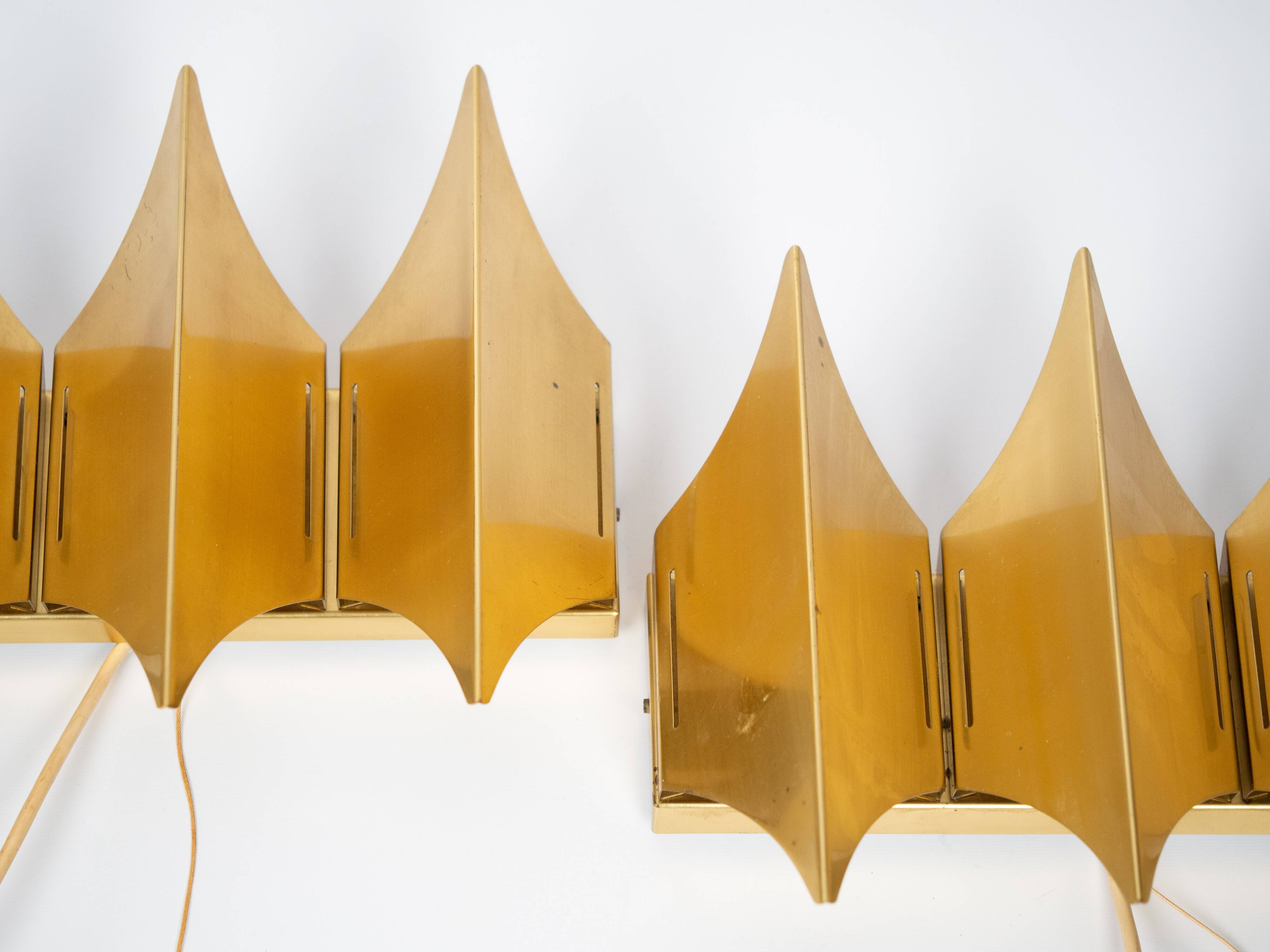 Paire de 2 appliques danoises Gothic 3 par Bent Karlby, Lyfa, années 1960