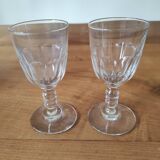 Set of 2 small antique liqueur glasses