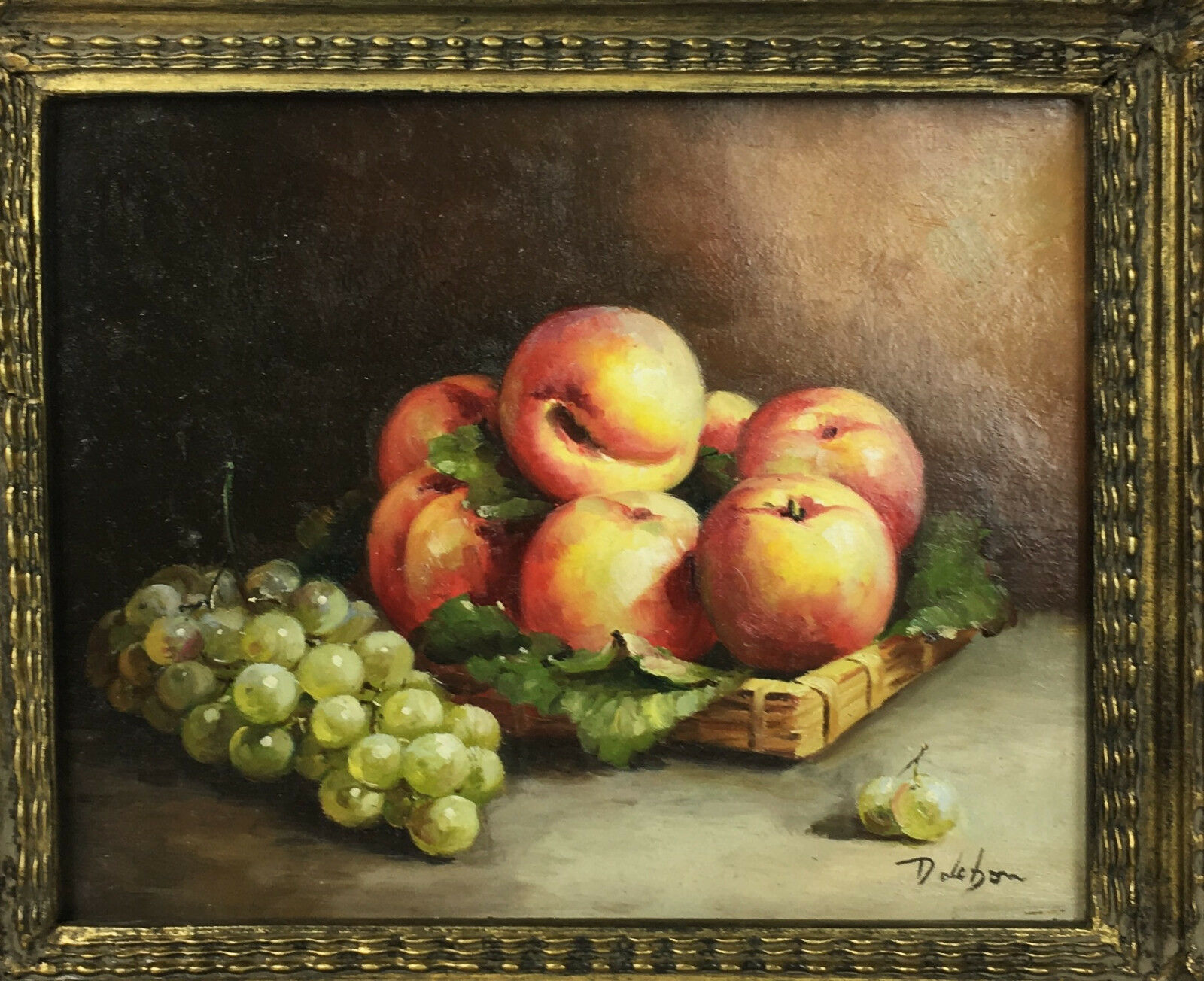 D.Lebon's oil-on-canvas still life with peaches