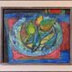 Mid-Century Modern Swedish "Fish & Fruit" Vintage Still Life Oil Painting, Framed