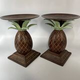 Pair of vintage bronze pineapple candlesticks