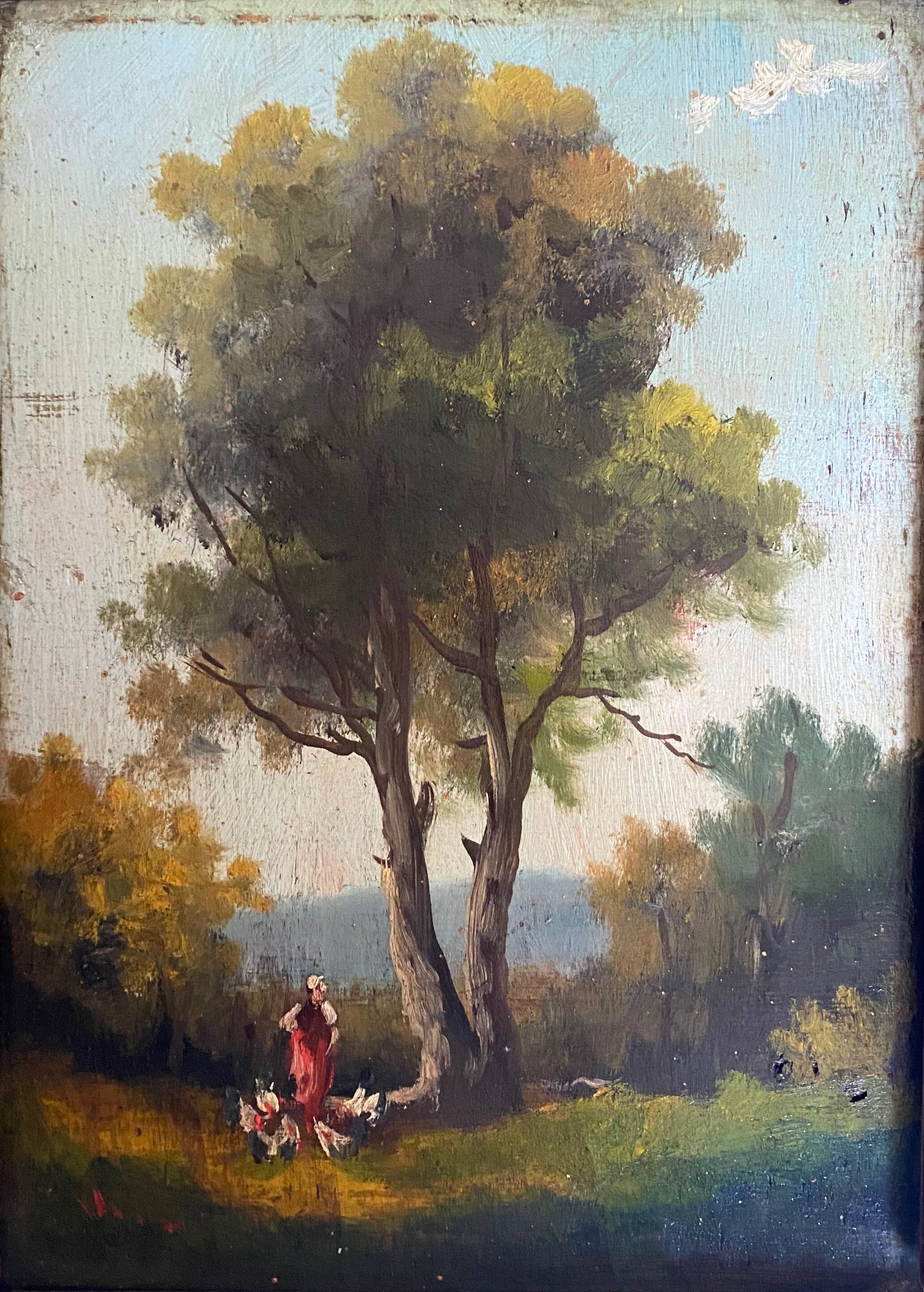 Table XIX° "Shepherdess and her hens" HSP & frame