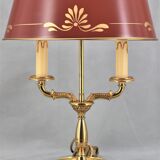 Empire style lamp two lights with oval lacquered lampshade "lucien gau"