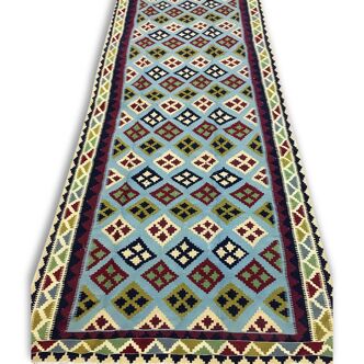 Magnifique tapis tissé Persan: Kilim Gashqai 285x129 cm - Iran - vers 1970