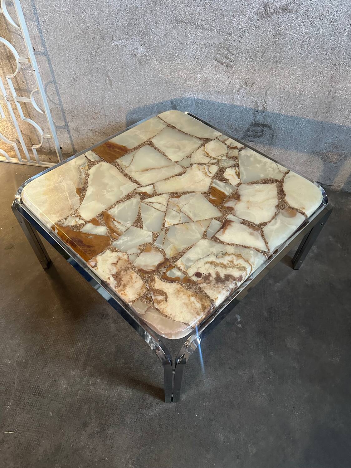 Marble and epoxy coffee table, Bauhaus style, 1960s