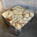 Marble and epoxy coffee table, Bauhaus style, 1960s