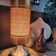 Vintage table lamp with brushed aluminium base - cylinder shade