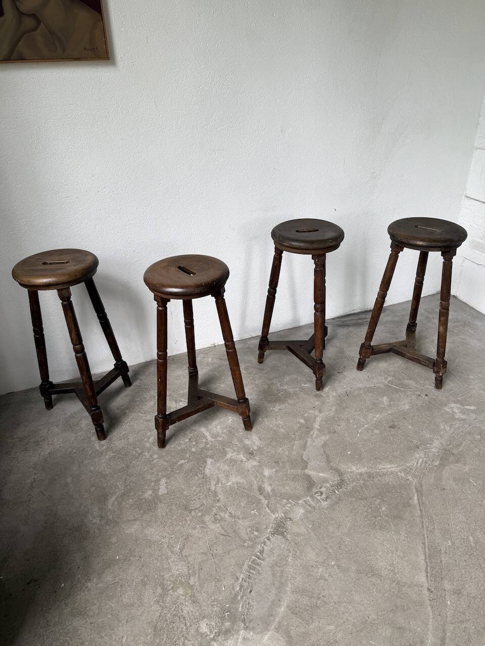 Oak bistro stools 1950