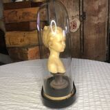 Ancien buste en cire "Louise Brongniart" sous globe de mariée d'après Jean-
