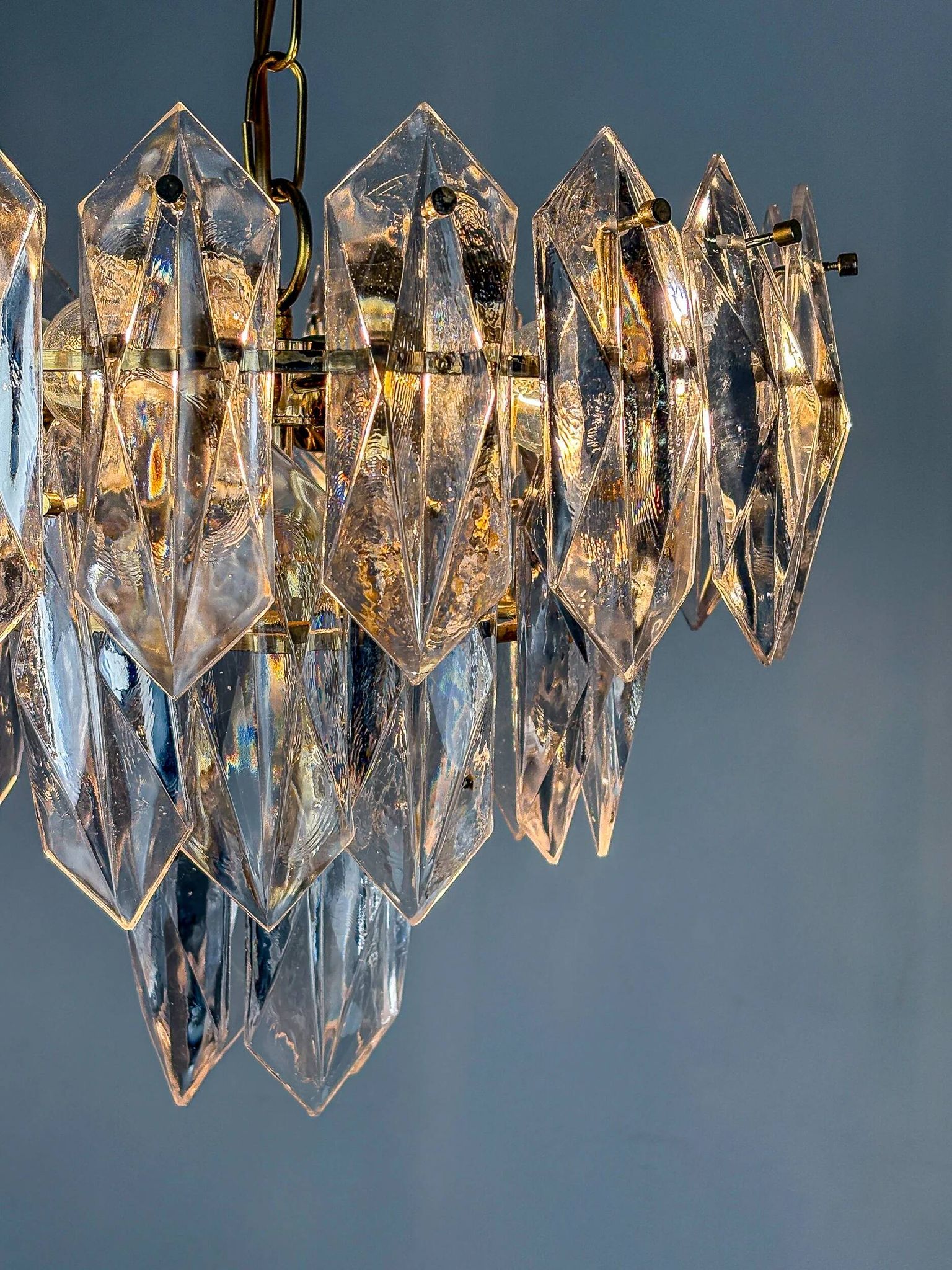 JT Kalmar chandelier, cut glass, 3 levels, Austria, circa 1970s