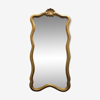 Golden rectangle shell mirror with leaf - 82x41cm