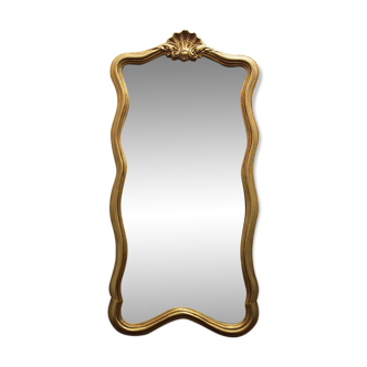 Golden rectangle shell mirror with leaf - 82x41cm