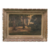 Landscape painting of a house on a summer day by Rapp