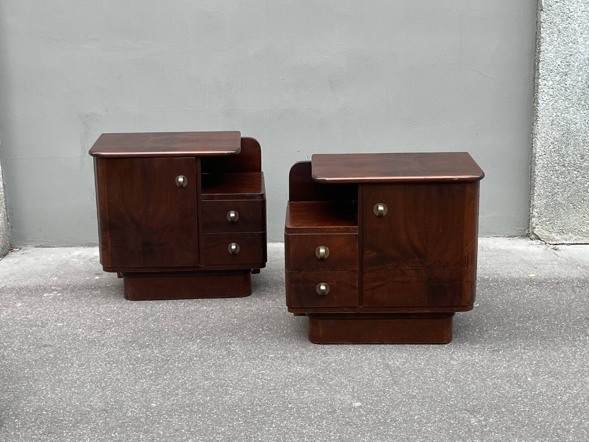 Pair of Art Deco Mahogany bedside tables