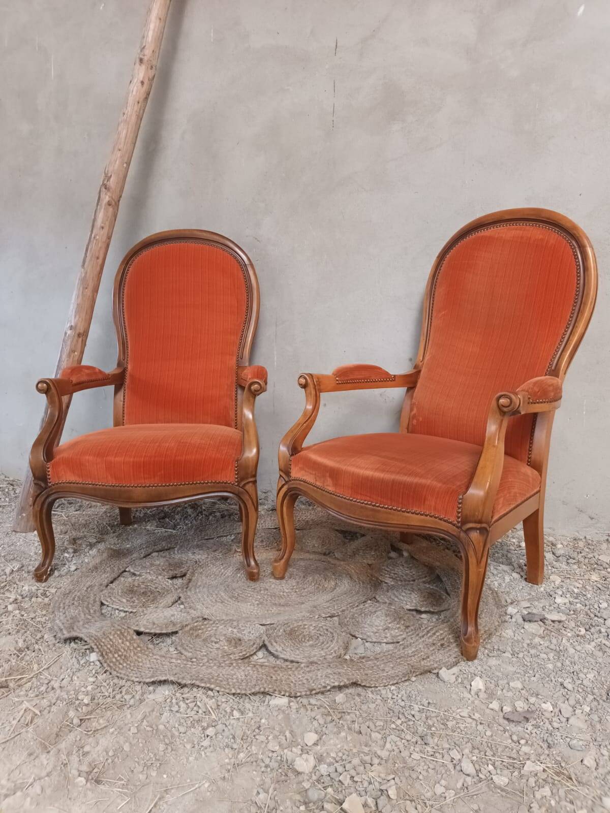 Two Voltaire type armchairs