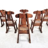 Vintage brutalist dining chairs, Vintage brutalist dining chairs, set of 6 - 1960sset of 6 - 1960s