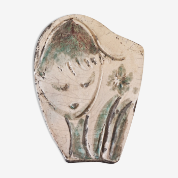 Wall plate in enamelled sandstone face