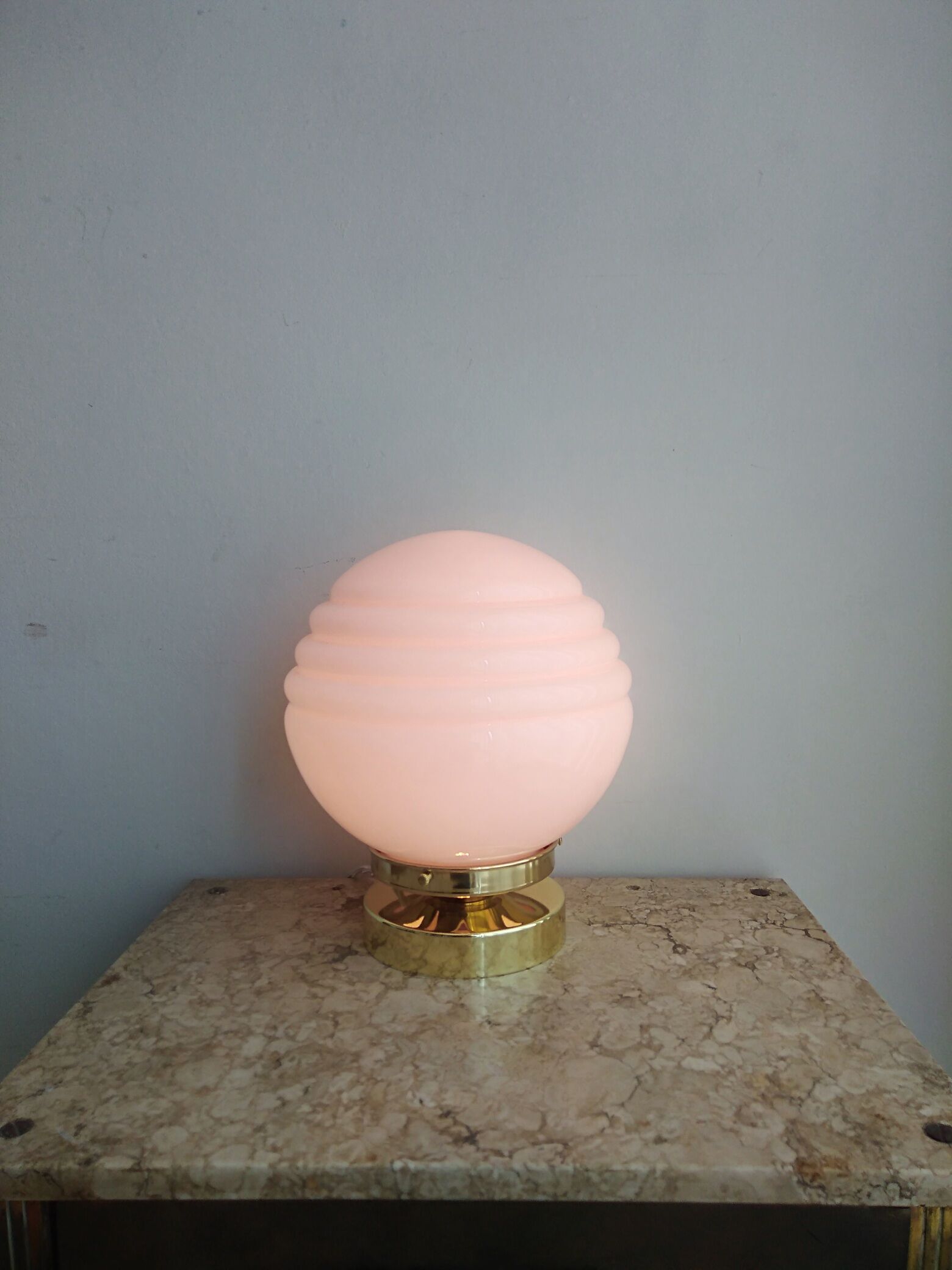 Pink opaline globe lamp