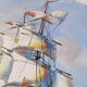 Vintage painting on canvas "Marine / Sailboat" signed Simon