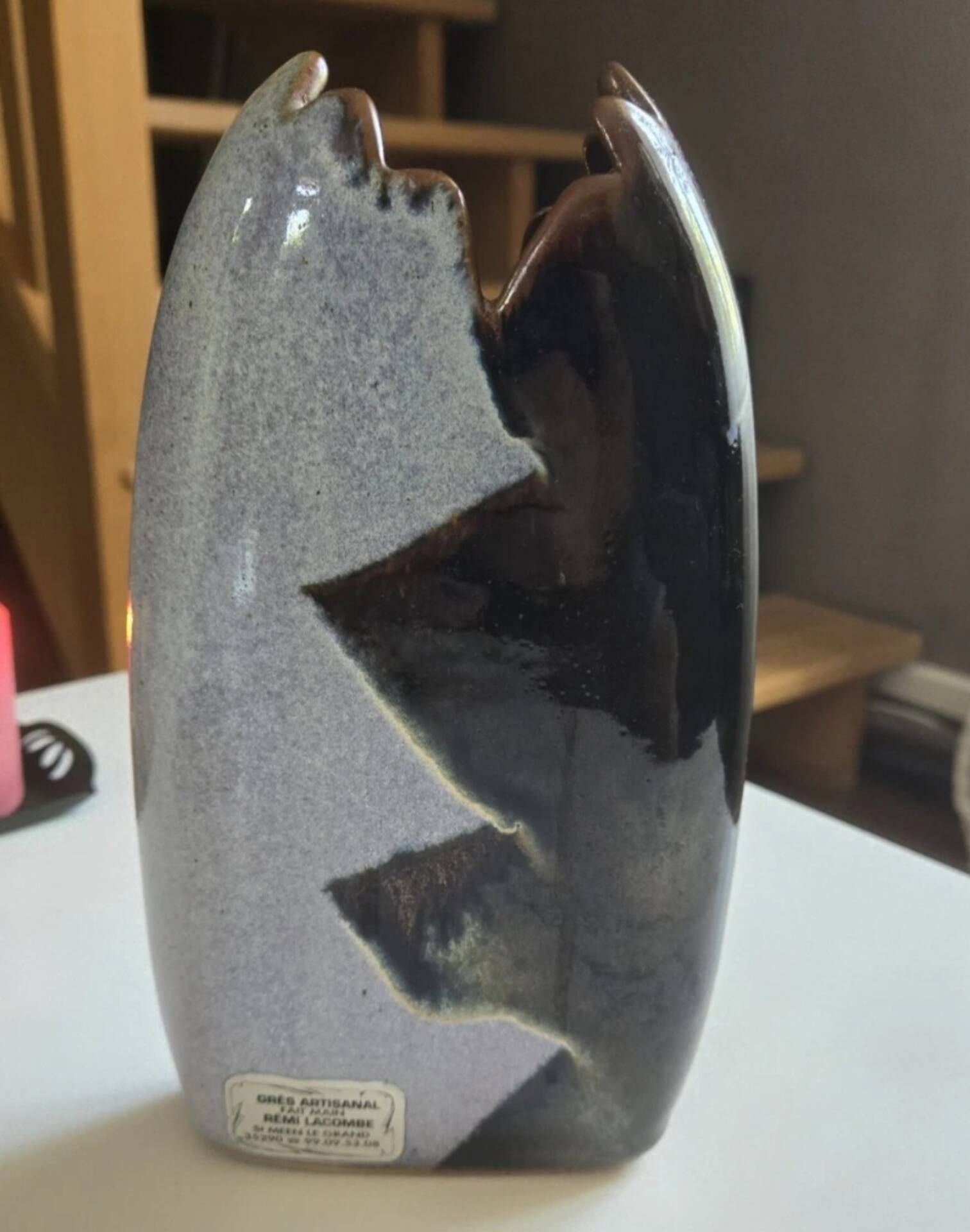 Superb anthropomorphic vase in glazed artisanal stoneware by Remy Lacombe.