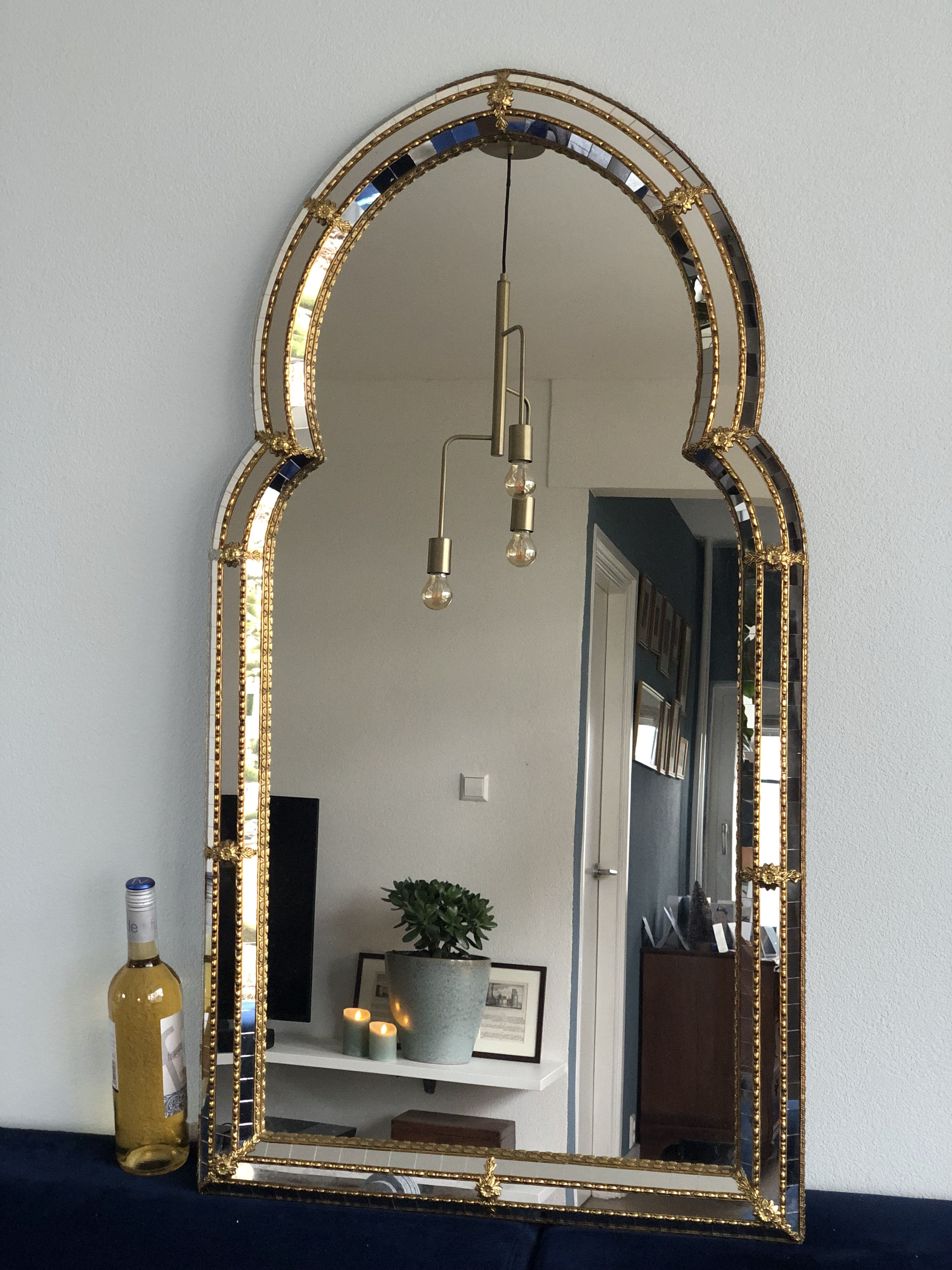 Spanish venetian full length mirror hollywood regency 1980s, 112x59 cm