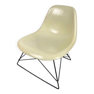 Lounge chair Eames fiber white parchment short back base cat's cradle herman miller vintage 50
