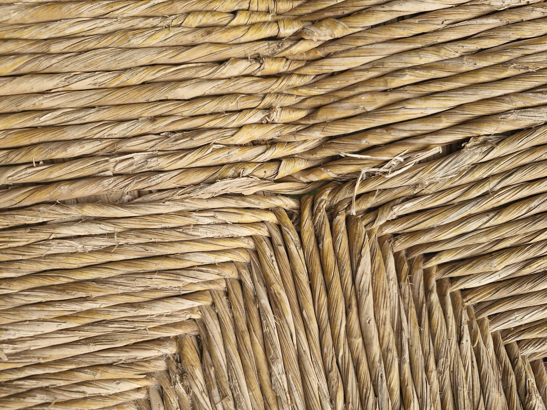 Wood and straw bench