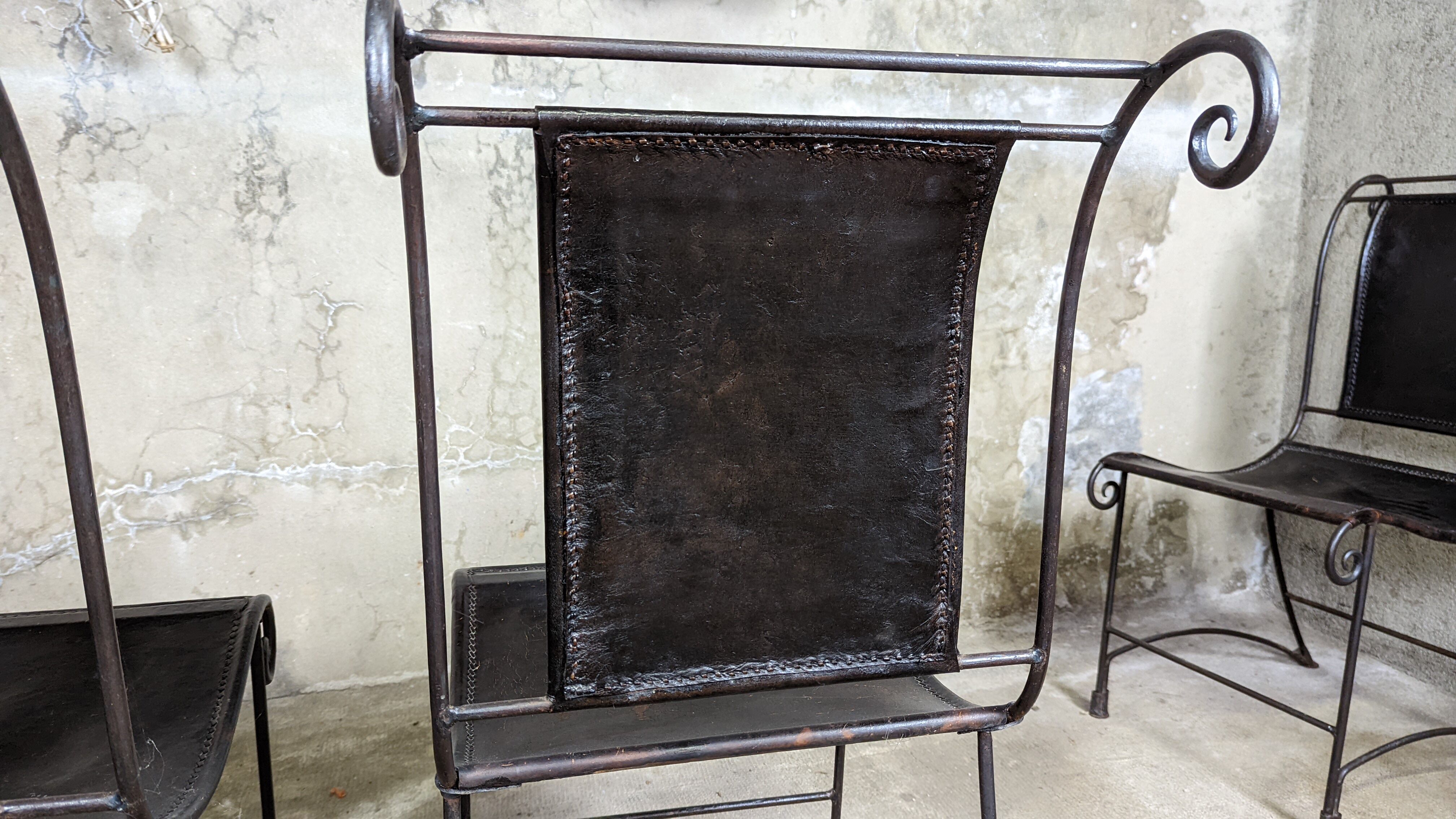 4 wrought iron armchairs