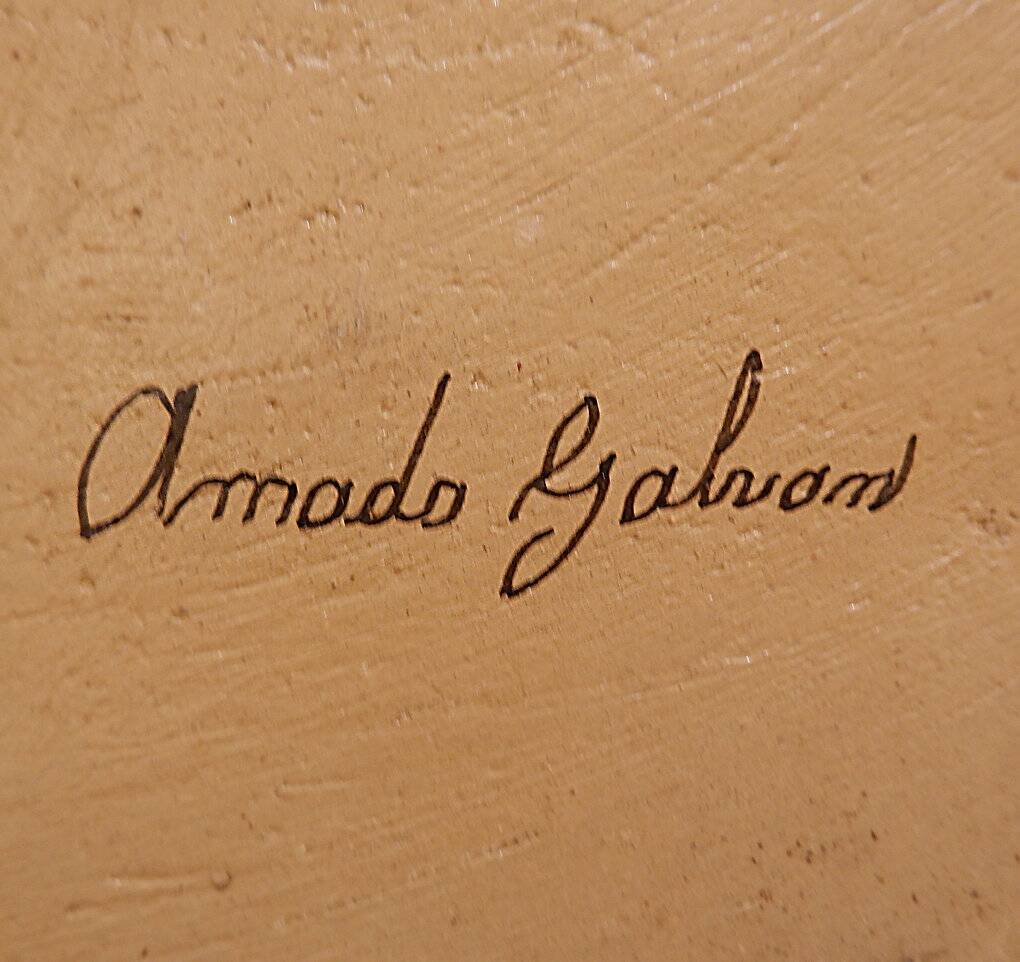 Vintage Mexican Hand Painted Terracotta Wall Plate - Amado Galvan - 1970s