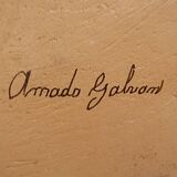 Vintage Mexican Hand Painted Terracotta Wall Plate - Amado Galvan - 1970s