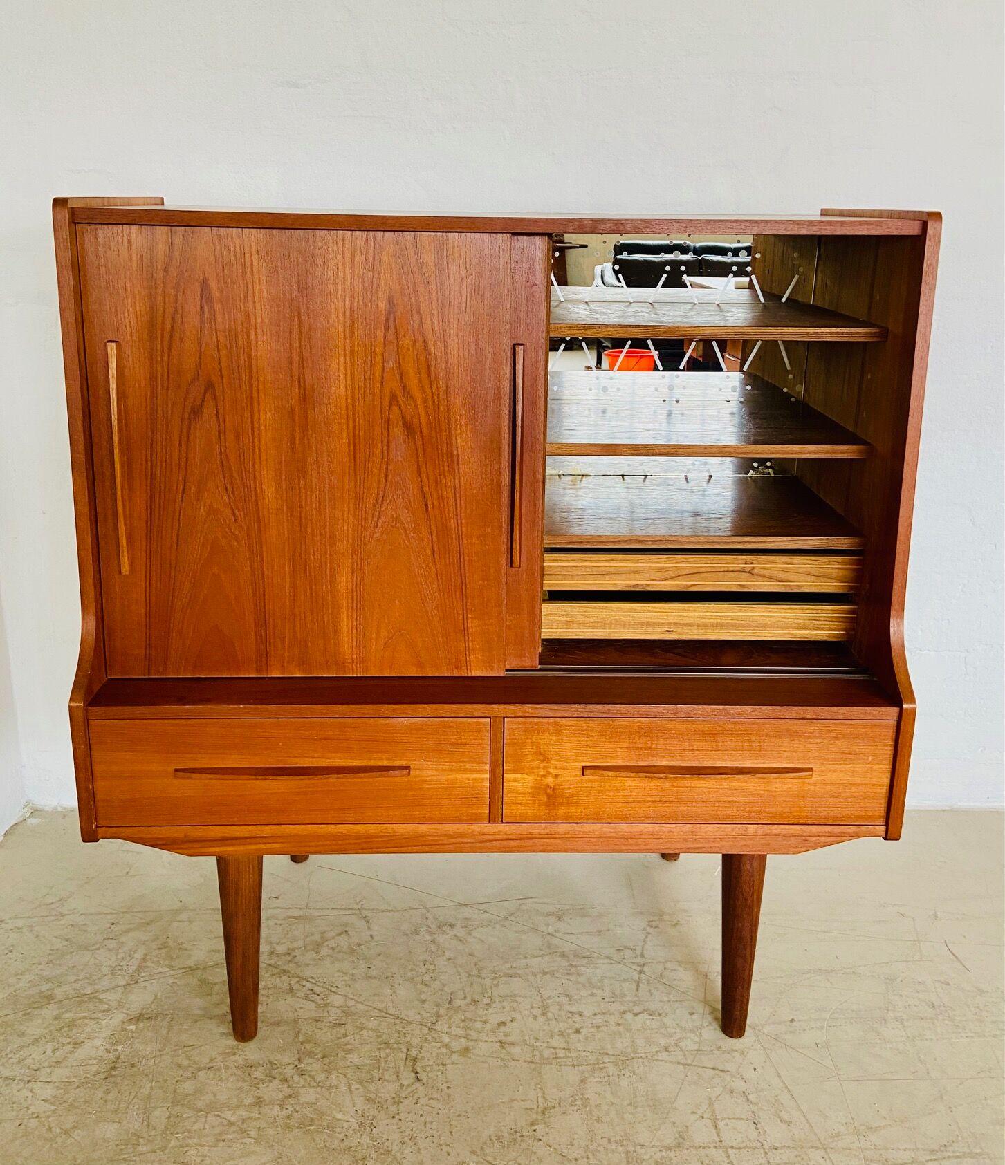 Vintage Danish mid-century teak bar cabinet 1960