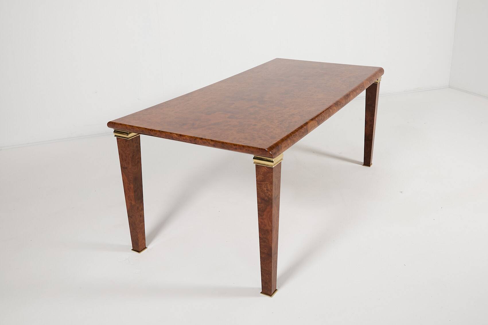 Vintage italian burl wood dining table from gdm, 1980’s