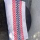 Rectangular tablecloth, Basque linen, original, pink and indigo blue frieze pattern on white cotton