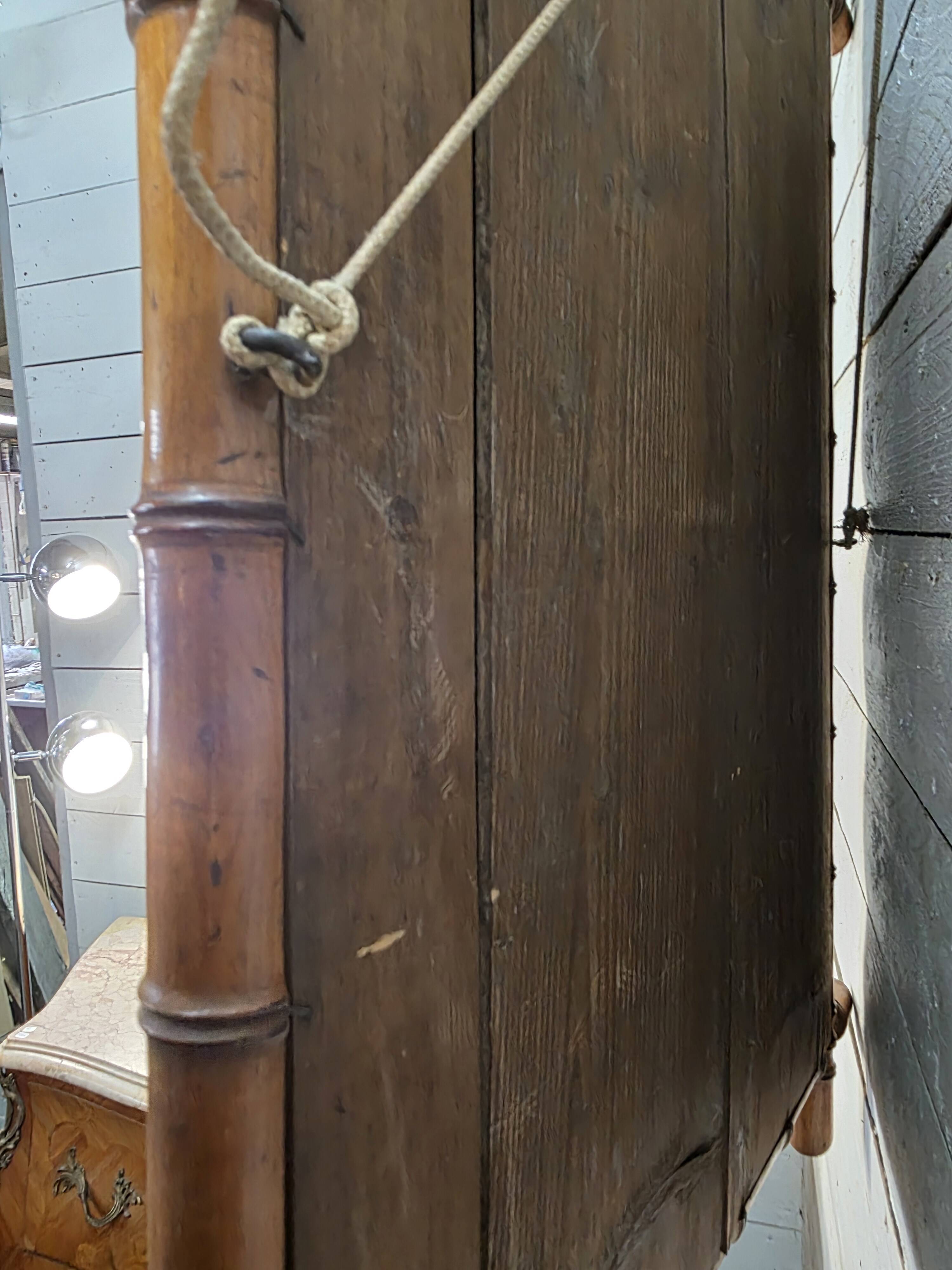 Large cherry wood bamboo mirror 100×76cm