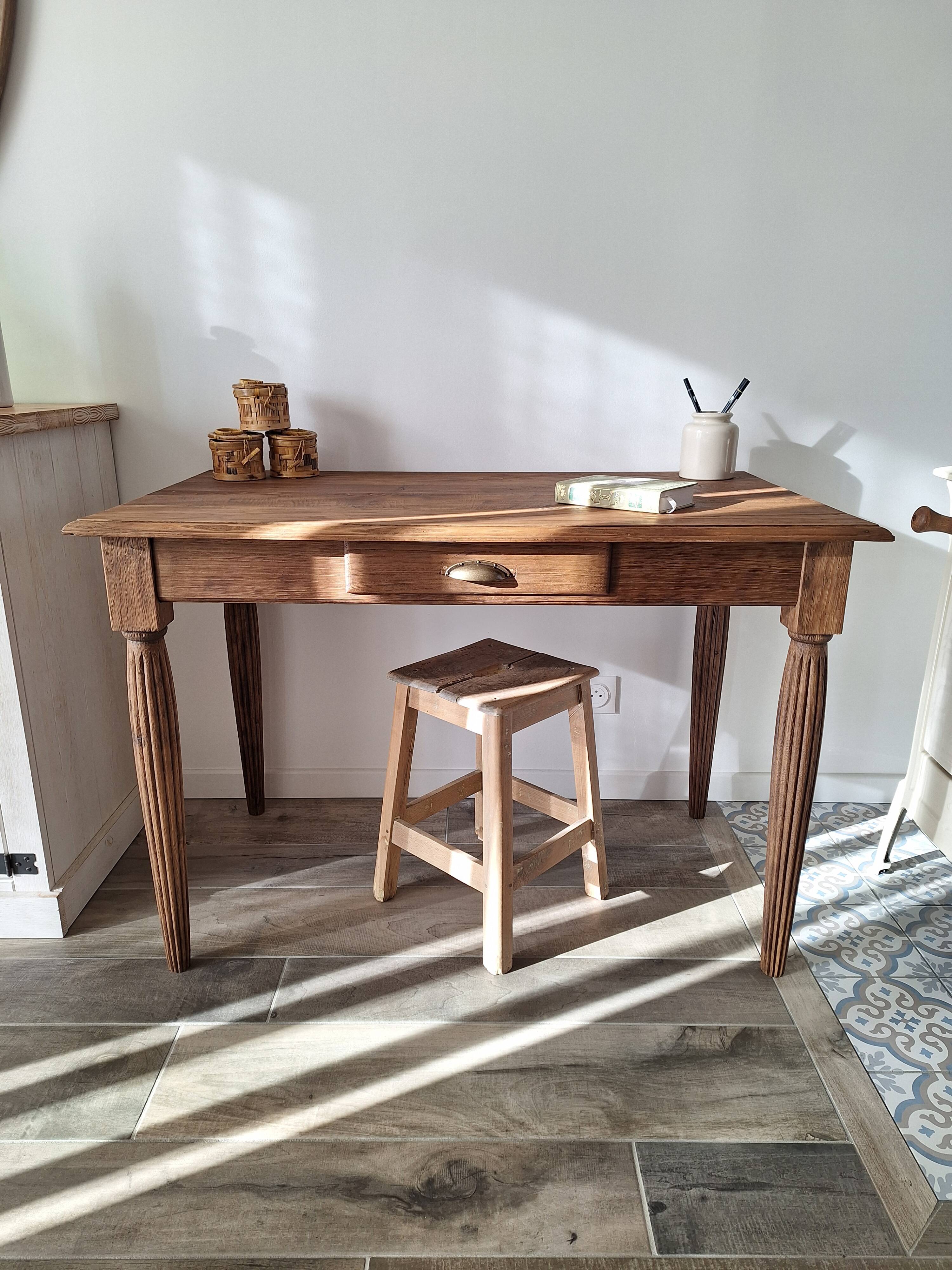 Oak farmhouse table in country style