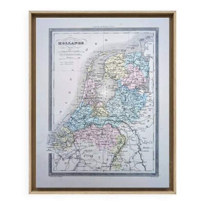Hollande, carte ancienne, imprimée en 1852. Authentique.