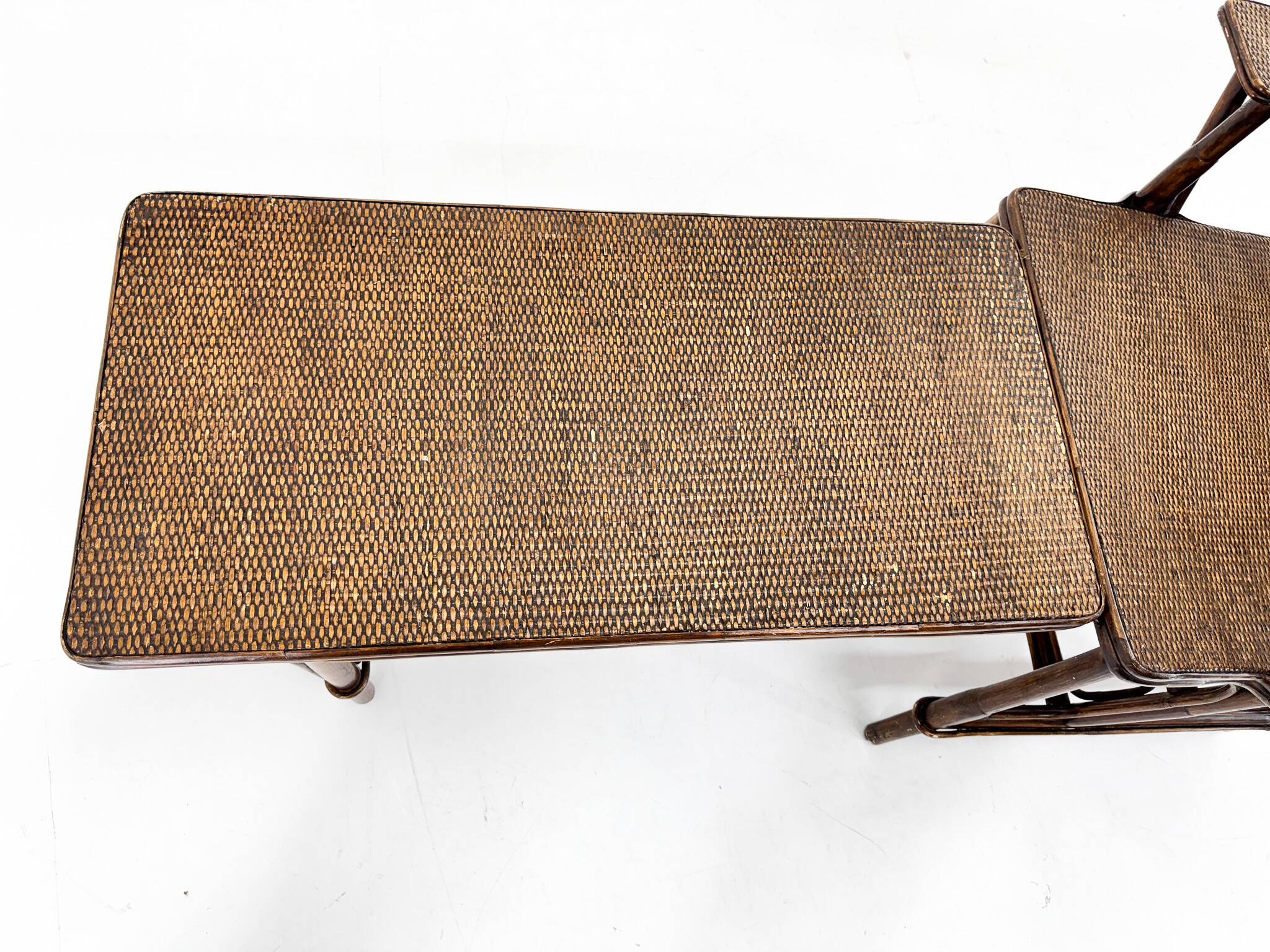 Art Deco French Bamboo & Wicker Chaise Lounge