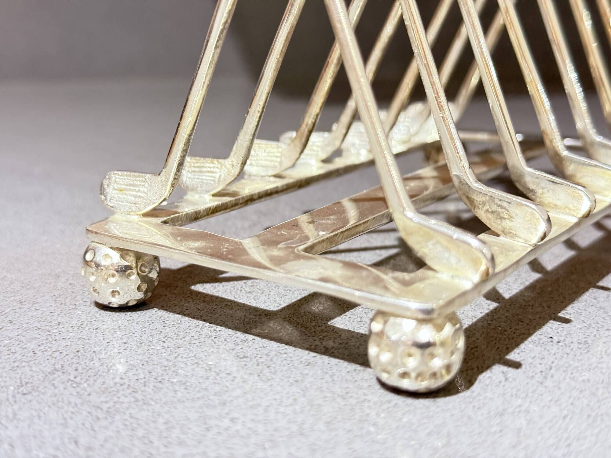 Art Deco Silver Plated Golf Ball and Club Toast Rack – Vintage Luxury Tableware