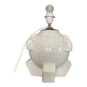 Ceramic lamp with frog decoration