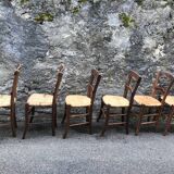 Set of 6 straw bistro chairs