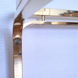 Coffee table glass smoked metal gilded Italian design 80s stamped